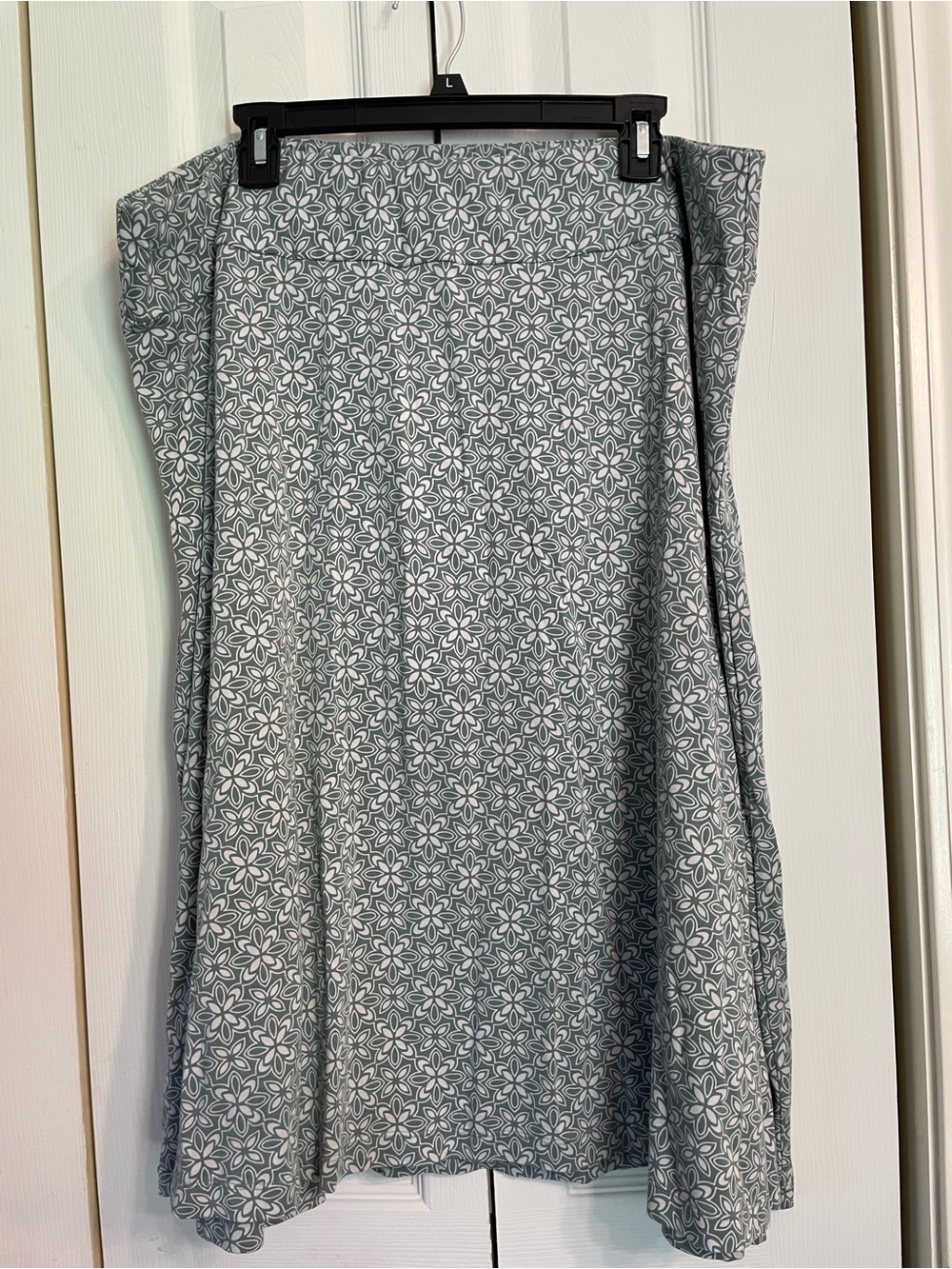 Lands' End Floral A-Line Skirt - Gray & White
